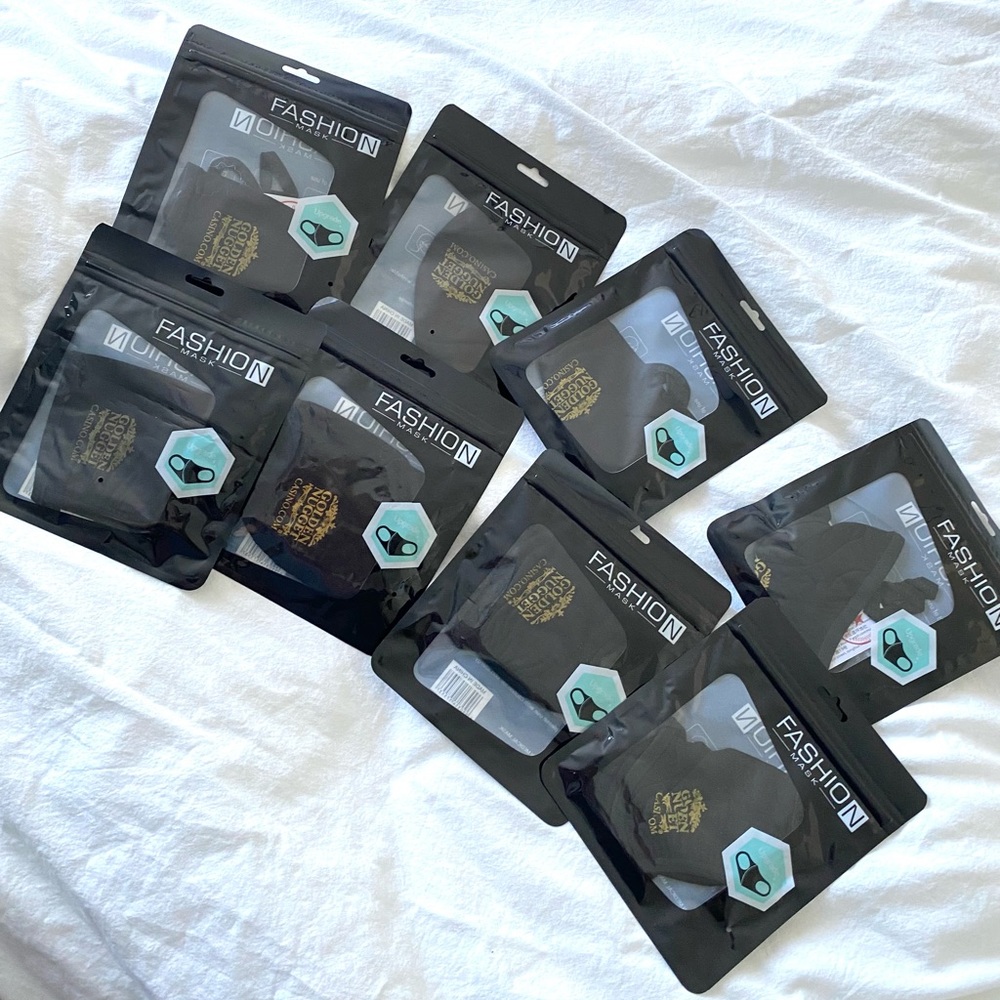 8 Face Masks- Bundle of 8 black Golden Nugget cloth masks BRAND NEW